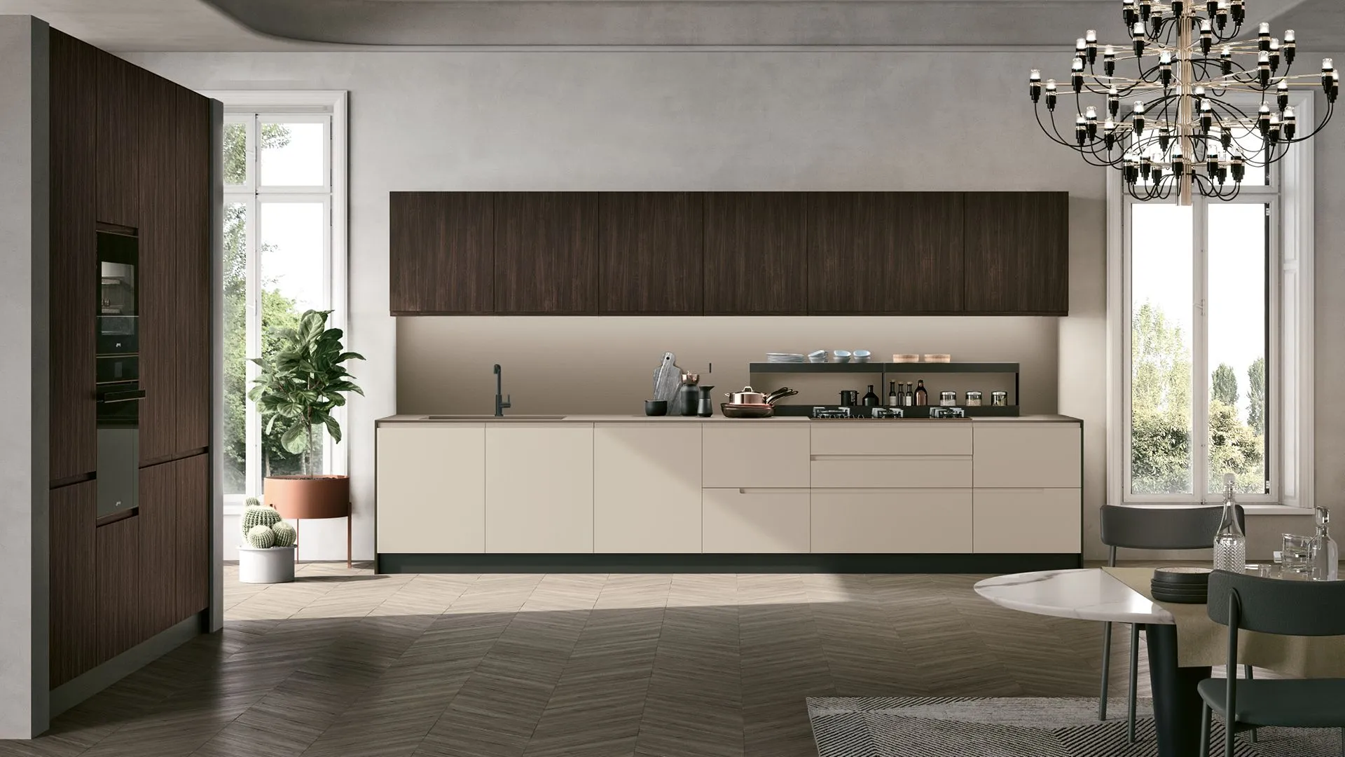 Karma 02 Rovere Corteccia, Cachemere, top HPL Pomice