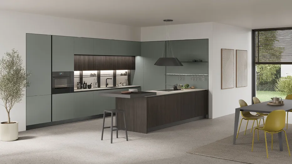 Young 04 Rovere Moka, Giada, top Sapienstone Light Grey.